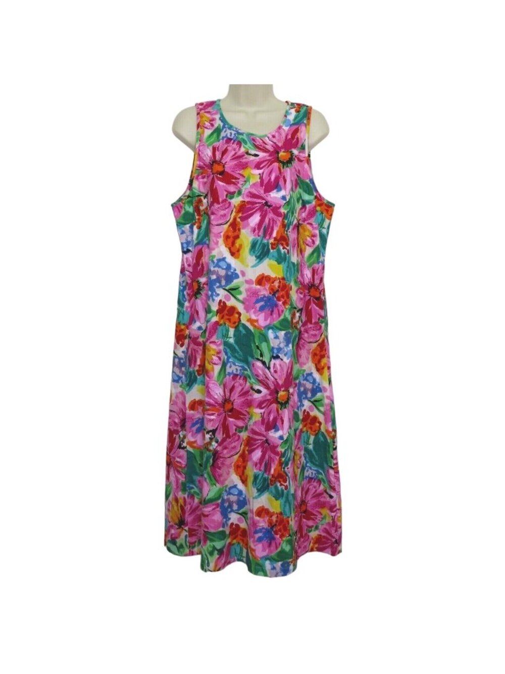 VTG Willow Ridge Women Petite Medium PM Cotton Floral Cottagecore Sundress Dress